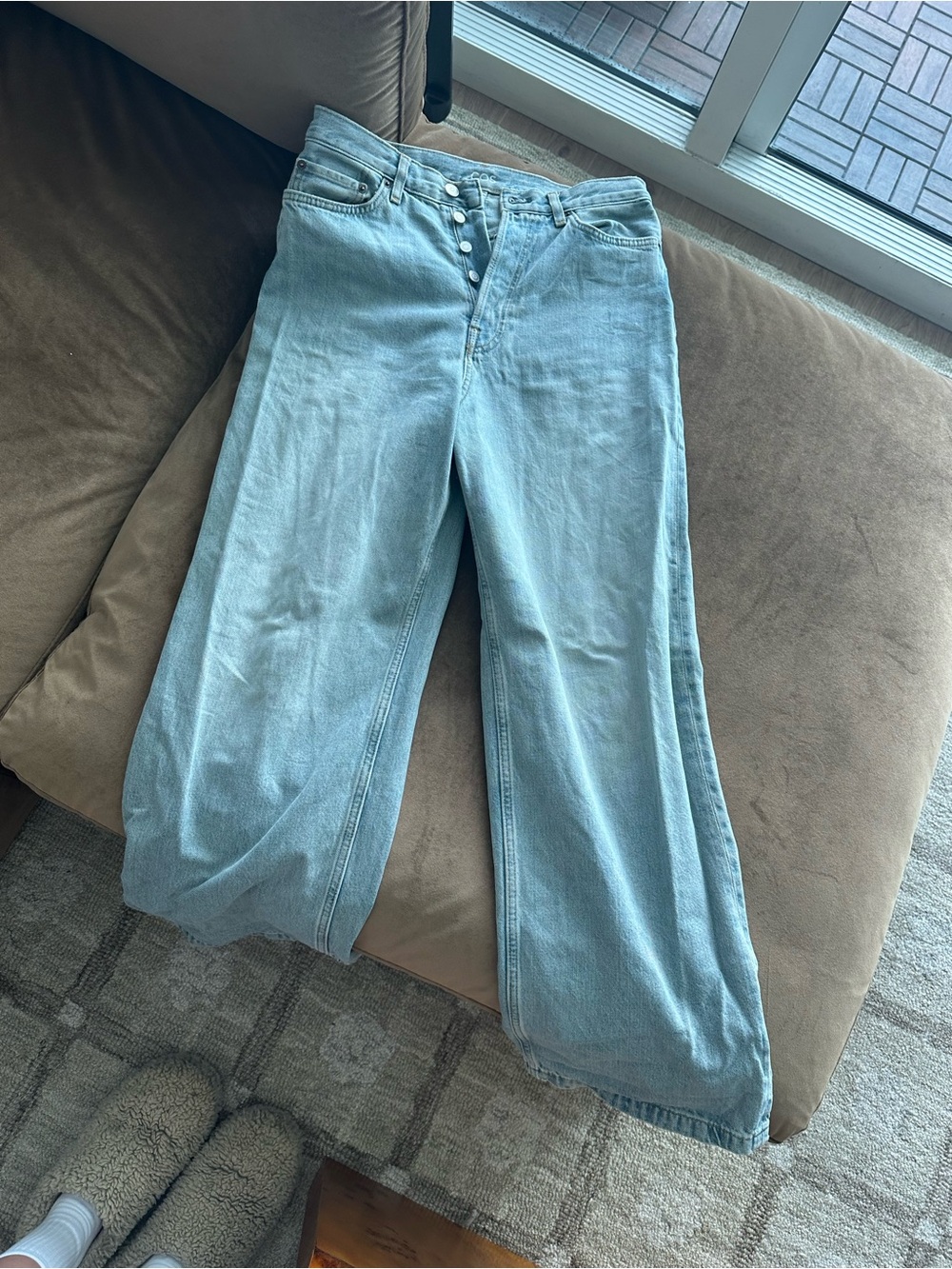 COS Light Blue Wide-Leg High-Rise Button-Fly Jeans